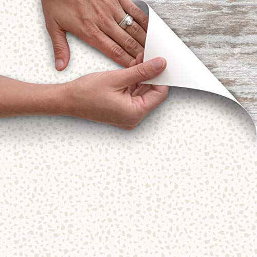 Con-Tact Brand Creative Covering, Self-Adhesive Shelf Liner, Multi-Purpose Vinyl Roll, Easy to Use and Apply, 18'' x 50', Faded Terrazzo Bone