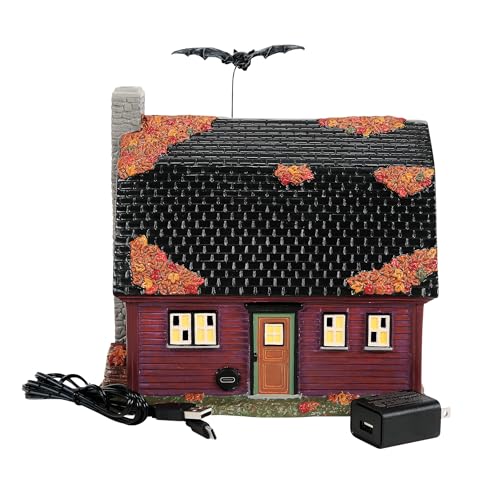 Lighted Halloween Vampire House Ceramic Village Building Decor, 7.87-Inch