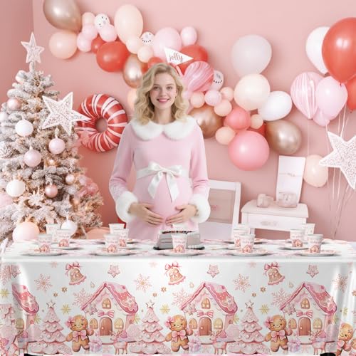 Pink Gingerbread Baby Shower Disposable Tableware Set for 24 Guests
