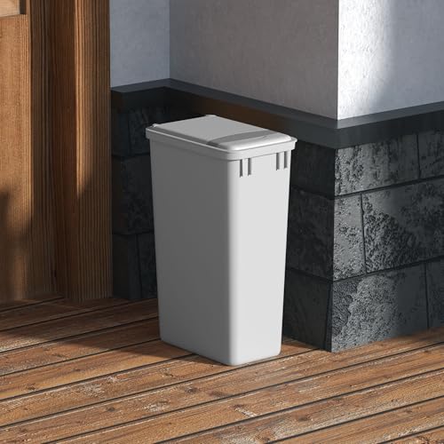 50L Plastic Wastebasket Trash Container - 13.2 Gallon Grey Bin