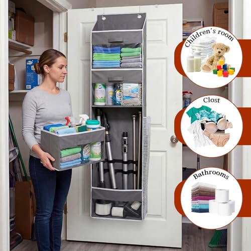 Over Door Wrapping Paper Organizer with 3 Removable Drawers & Side Pockets