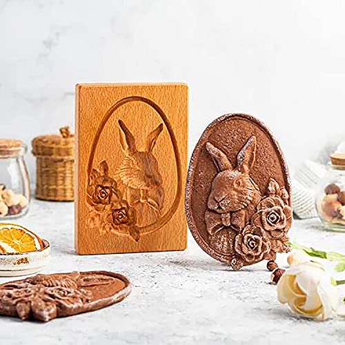 MOTEERLLU Wooden Springerle Cookie Mold Rabbit - Baking & Cookie Cutter