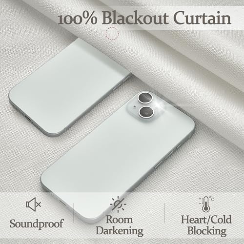 100% Blackout Linen Curtains 2 Panel Set, 40x96 Inches, Insulated