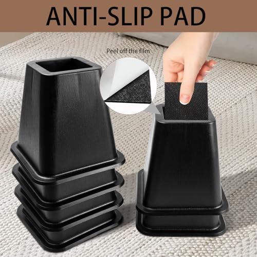6-Pack 6-Inch Bed Risers - Durable Plastic Couch Lift Supports