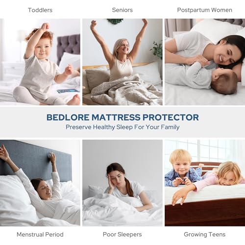 BEDLORE Waterproof Queen Mattress Protector - Noiseless & Deep Pocket