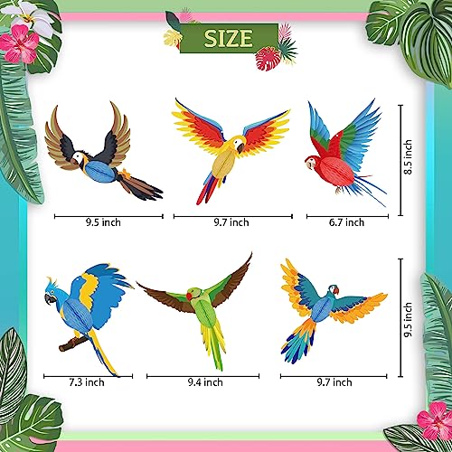 6-Piece Tropical Bird Honeycomb Hanging Decorations for Luau Party