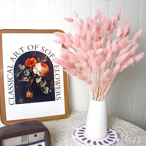 120 PCS Pink Dried Pampas Grass Decor, 17-Inch Natural Floral Bouquet