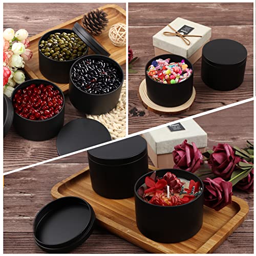 24 Pcs 8oz Black Metal Candle Tins with Lids for DIY Candle Making
