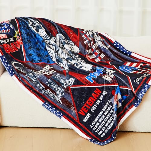 Veterans Day Blanket 60x50 Proud Military Gift for Men - 4 Pieces