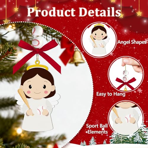 AKAIXI Baseball Angel Easter Ornament - Wooden Hanging Baseball Ornament for Home & Holiday Decor