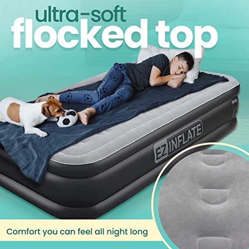 Twin Size Double-High Air Mattress with Built-in Pump - Waterproof & Portable Blow Up Bed for Camping & Travel