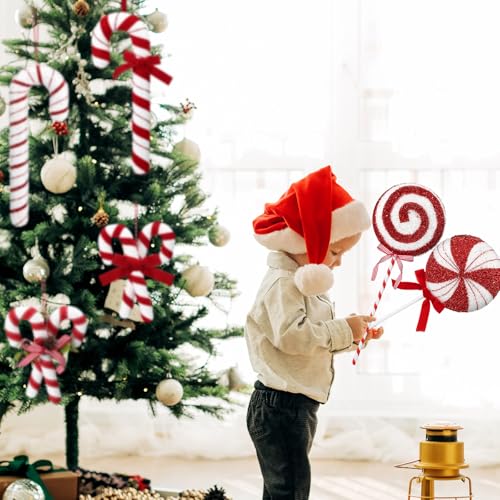 Vercraft 8pcs 16" Red White Candy Cane Ornaments - Giant Christmas Tree Decor (Red White)