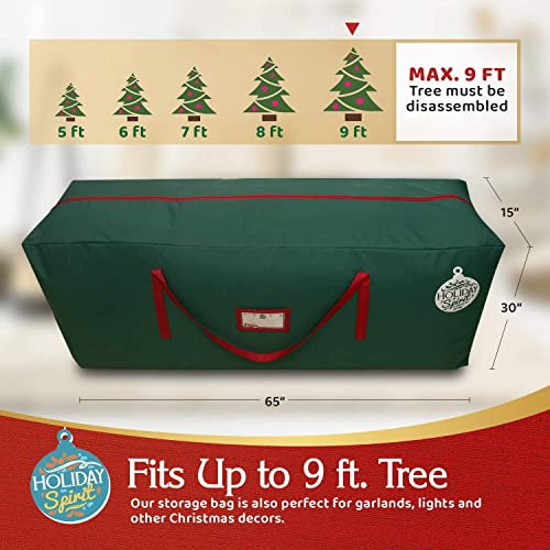 Holiday Spirit 9 Ft Tree Storage Bag - Heavy Duty 600D Canvas with Dual Zippers