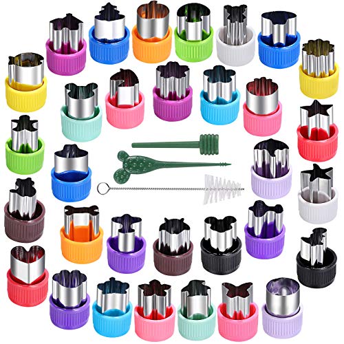 30 Pack Mini Cookie Cutter Set for Fruit, Vegetable and Dough Shapes