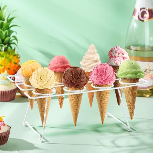 White 2 Pack Ice Cream Cone Holders Rack with 12 Slots for Cake Cones