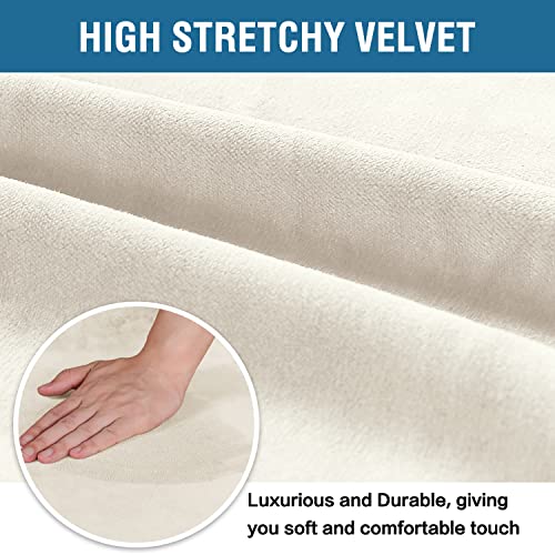H.VERSAILTEX Dining Chair Covers Velvet Stretch Chair Covers for Dining Room Set of 2 Parson Chair Slipcovers Chair Protectors Covers Dining, Soft Thick Solid Velvet Fabric Washable, Ivory
