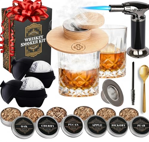 Ritual Life Cocktail Smoker Kit with Torch & Glasses - Old Fashioned Whiskey Set, Includes Wood Chips & Ice Molds
