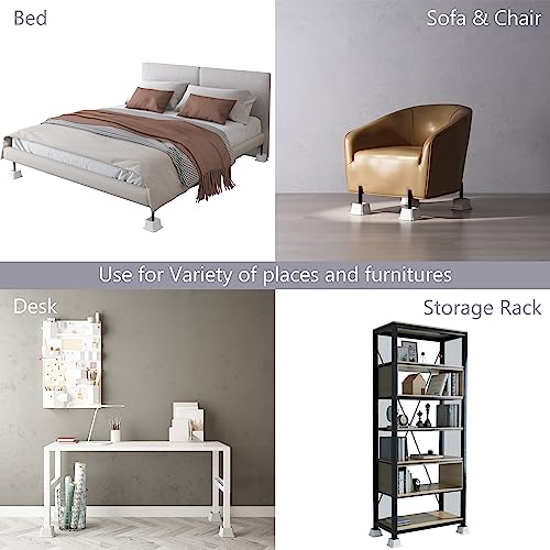 Heavy-Duty 1-Inch Bed Risers 4-Pack - White Furniture Lifts (1500 lbs)