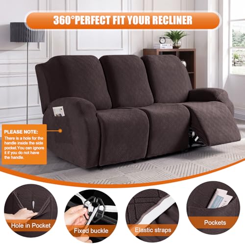 Stretch Recliner Couch Cover - Chocolate, 3 Seater, Soft & Washable Protector