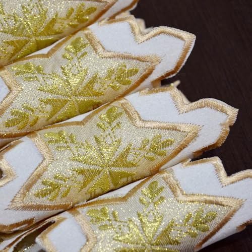 Grelucgo Gold Snowflake Embroidered Table Runner 14x84 Inches for Christmas & Winter
