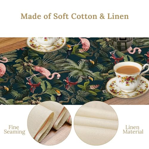 Mchenxin Jungle Animal Table Runner 13x70in Flamingo Parrot Tropical Decor