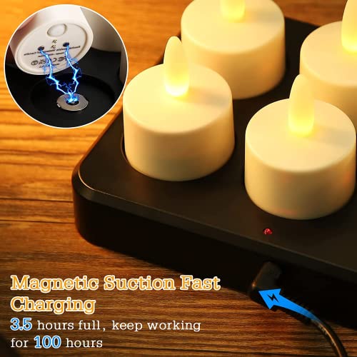 Idyl Light Amber 6P Rechargeable Tea Lights with Remote & Timer - 6 Pack