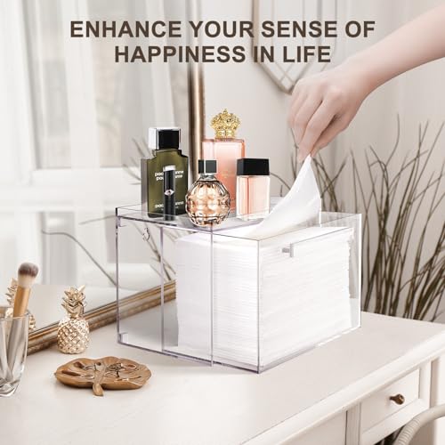 Clear Acrylic Disposable Facial Towel Holder Wall-Mounted Storage Box