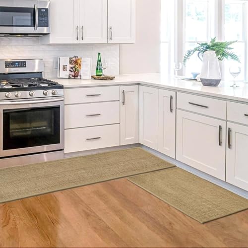 Washable Non-Slip Kitchen Rug and Mat Set - 2-Piece Chenille Floor Mats
