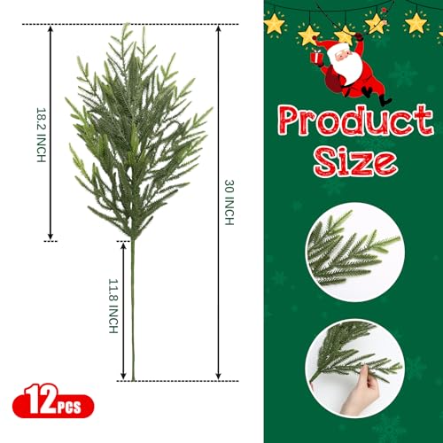12 Pcs 30" Gradient Greenery Norfolk Pine Stems - JoyHalo