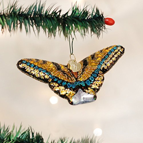 Old World Christmas Swallowtail Butterfly Glass Ornament for Christmas Tree, Handcrafted Holiday Decor