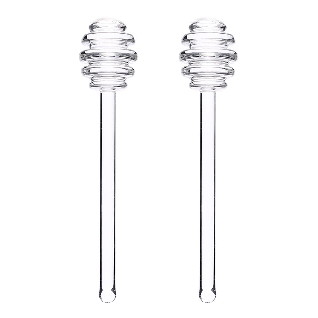 WAFJAMF 2 Pcs 6'' Glass Honey Dipper Stick, Honey Jam Syrup Mixing Stirrer Spoon for Honey Pot Jar