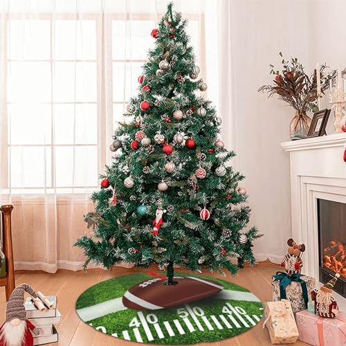 Retro American Football Turf Field Christmas Tree Skirt - 36 Inch Mat
