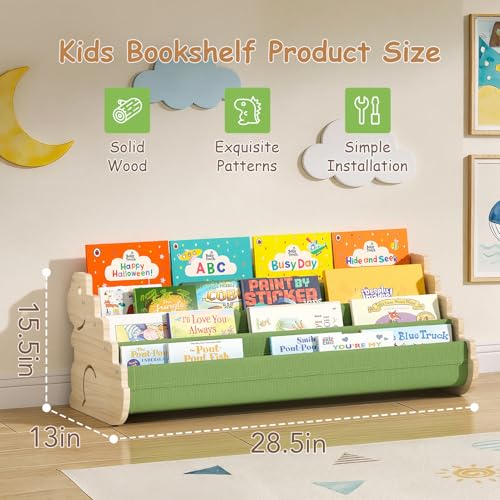 4-Tier Montessori Kids Bookshelf - Wooden Toddler Book Storage Display
