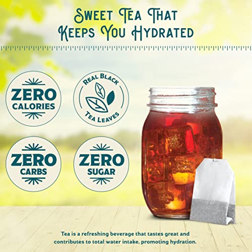 Southern Breeze Cold Brew Sweet Tea Variety Pack Iced Tea with Black Tea and Zero Carbs Zero Sugar, 20 Individually Wrapped Tea Bags, Pack of 4 Original, Raspberry, Peach, and Half & Half