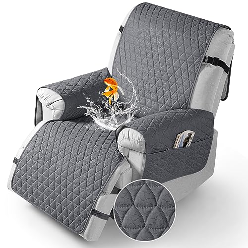 Waterproof Recliner Chair Cover, Non-Slip Dark Gray, 22" Seat Width