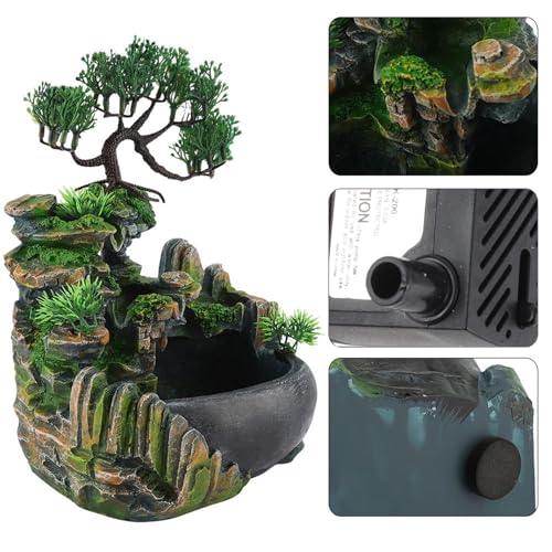 11-Inch Indoor Rockery Waterfall Fountain with Planter and Fish Bowl