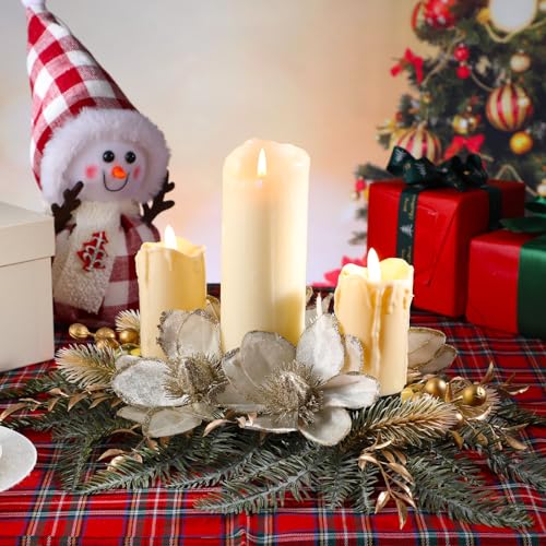 30-Inch Christmas Candle Holder Centerpiece for Dining Table & Mantel (Gold)