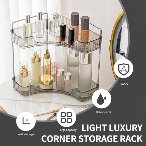 2-Tier Corner Bathroom Counter Organizer, Makeup and Skincare Vanity Shelf