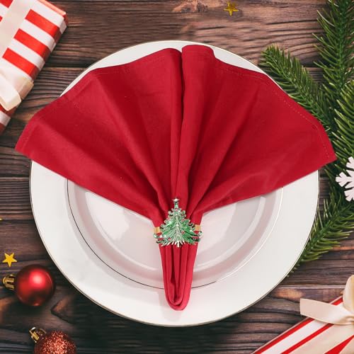 Elegant 6 pcs Metal Xmas Tree Napkin Rings Set - Christmas Table Decor
