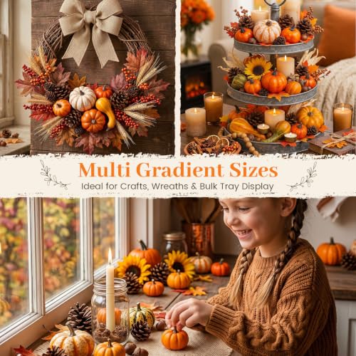 Artificial Mini Pumpkins and Maple Leaves Harvest Decor Set (50-Piece)