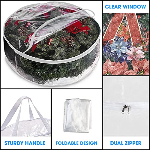 36-Inch Christmas Wreath Storage Bag 2-Pack Clear PVC Container