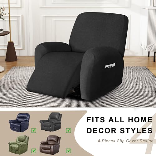 Stretch Recliner Chair Covers - 4 Piece Washable Furniture Protector