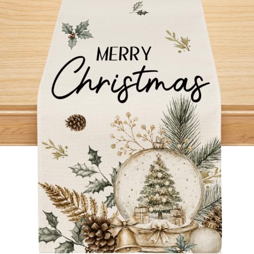 Siilues 220 GSM Christmas Table Runner 13x36 Inch Winter Holiday Decor