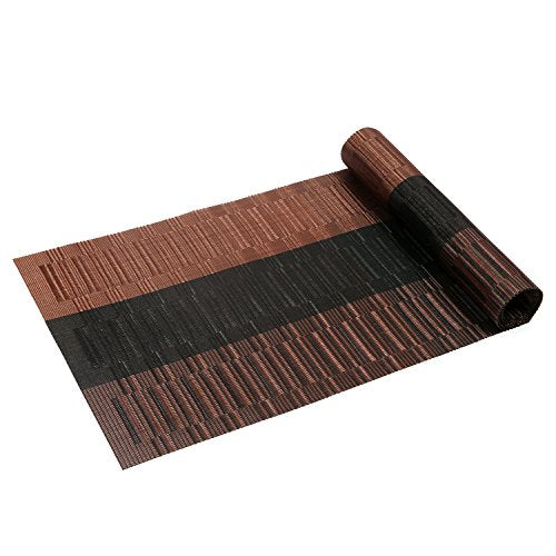 Woven Vinyl Table Runner, 12x54 Inch Non-Slip Washable Dining Mat