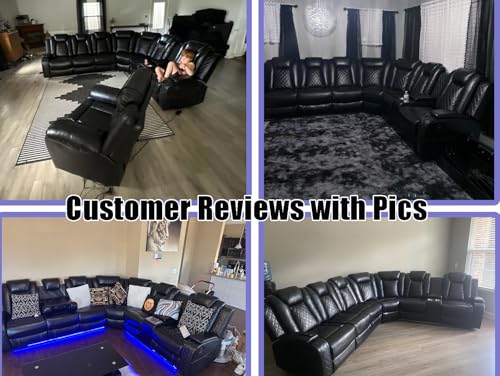 Power Reclining Sectional Sofa Set with LED Lights and Storage Console