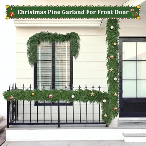Tulvend 16ft Real Touch Pine Garland Christmas Decor Faux Greenery