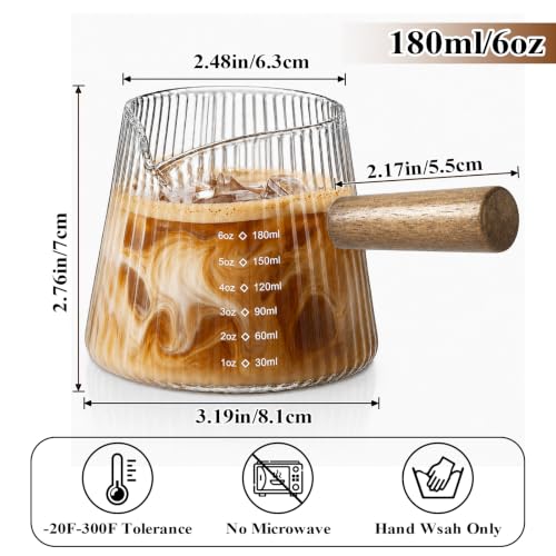CUPLOOV 6oz Espresso Shot Glass Cup with Handle - Coffee Measuring & Bar Accessory