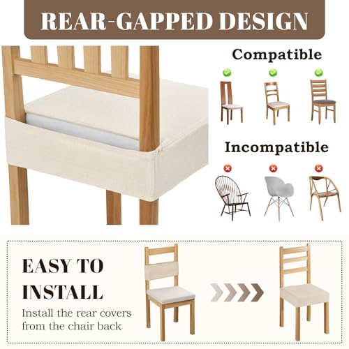 Waterproof Dining Chair Covers Set of 4 - Beige, Stretch & Washable