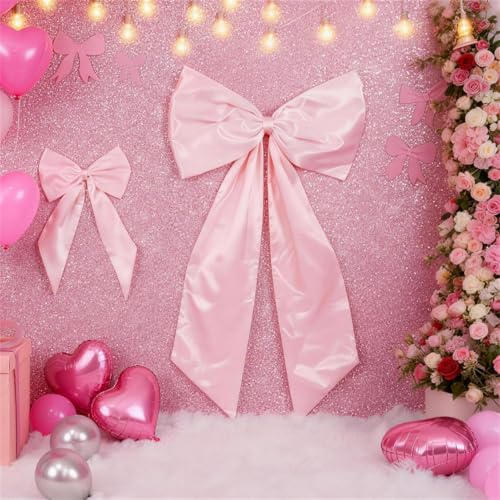 Pink Bow Wall Decor 2-Pack - Large & Small Coquette Room & Party Backdrop