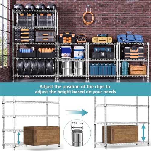 5-Tier Heavy Duty Steel Wire Storage Shelving Unit 1750 LBS Capacity